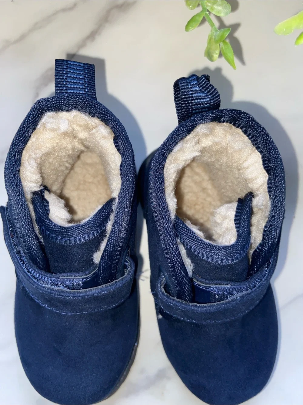 Baby Navy Faux-Shearling Winter Boots Size 5